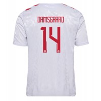 Camiseta Dinamarca Mikkel Damsgaard #14 Segunda Equipación Replica Eurocopa 2024 mangas cortas